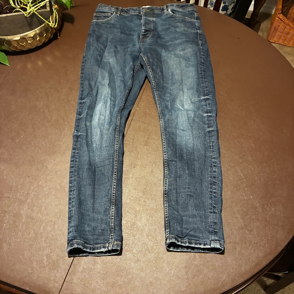 The Stronghold Jeans Mens 34x28.5 Denim Relaxed Tapered Fit Button Fly